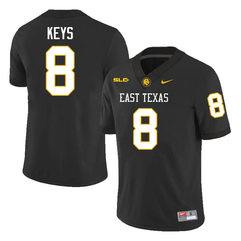 East Texas A&M Lions #8 Devante Keys College Football Jerseys,Uniforms-Black